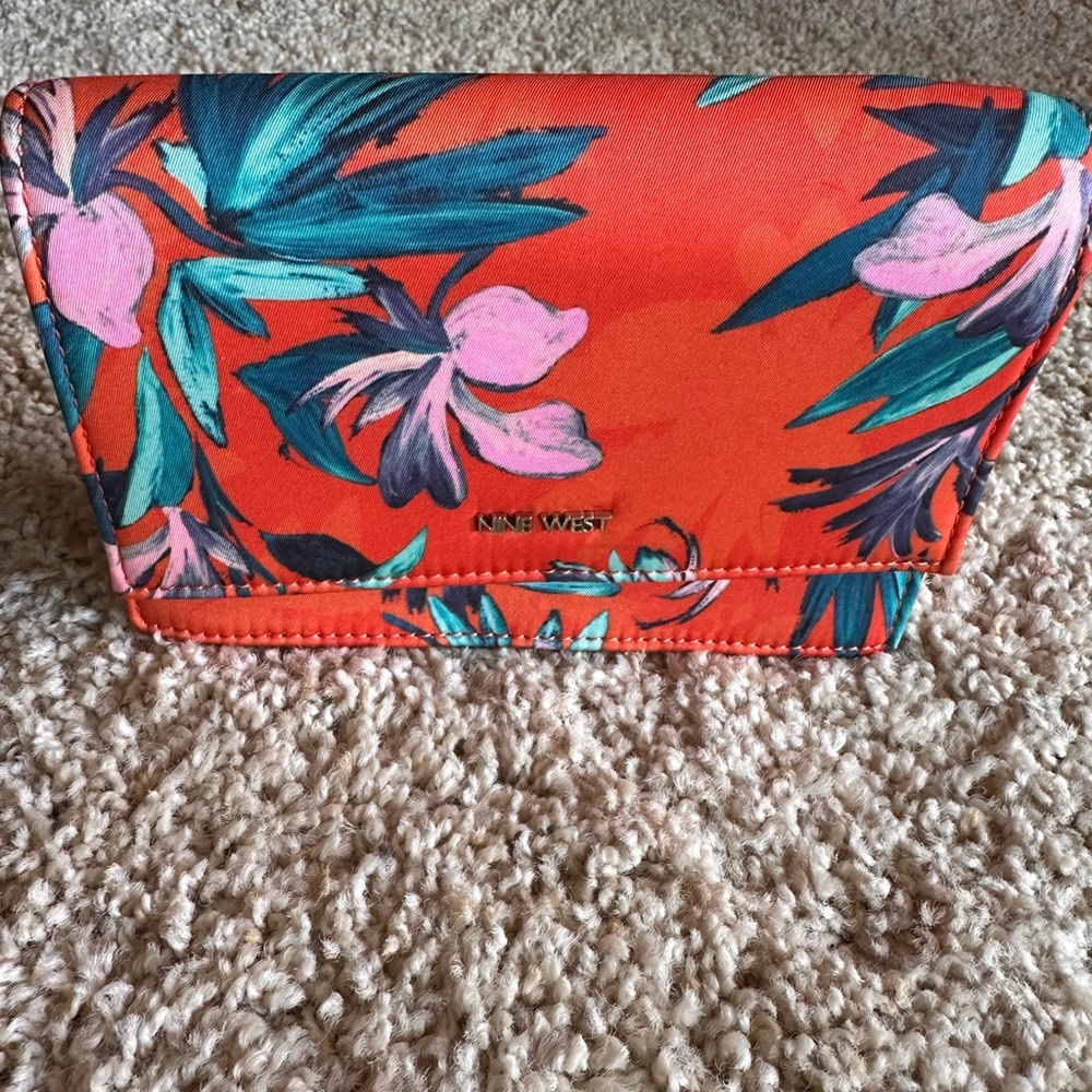 Nine West Orange Floral Clutch